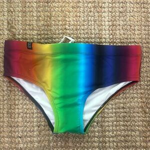 Brazilian Speedo Swim Briefs - Size Large - rainbow design - Brand New